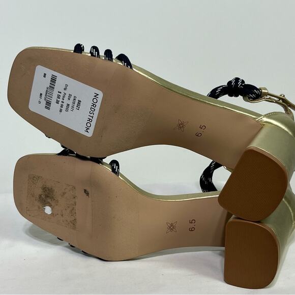 BCBGeneration Telila Gold Rope Block Heel Sandal 6.5 NWT - Picture 9 of 9